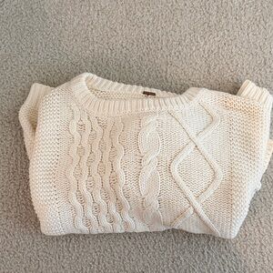 Free People Cream Cable Knit Sweater